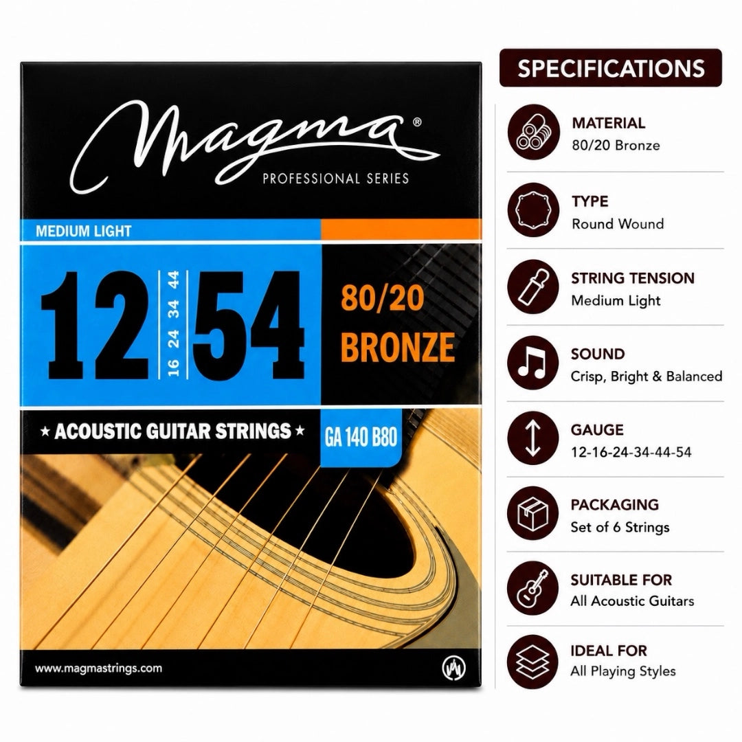 Magma GA140 B80 .12 Gauge Acoustic Guitar Strings