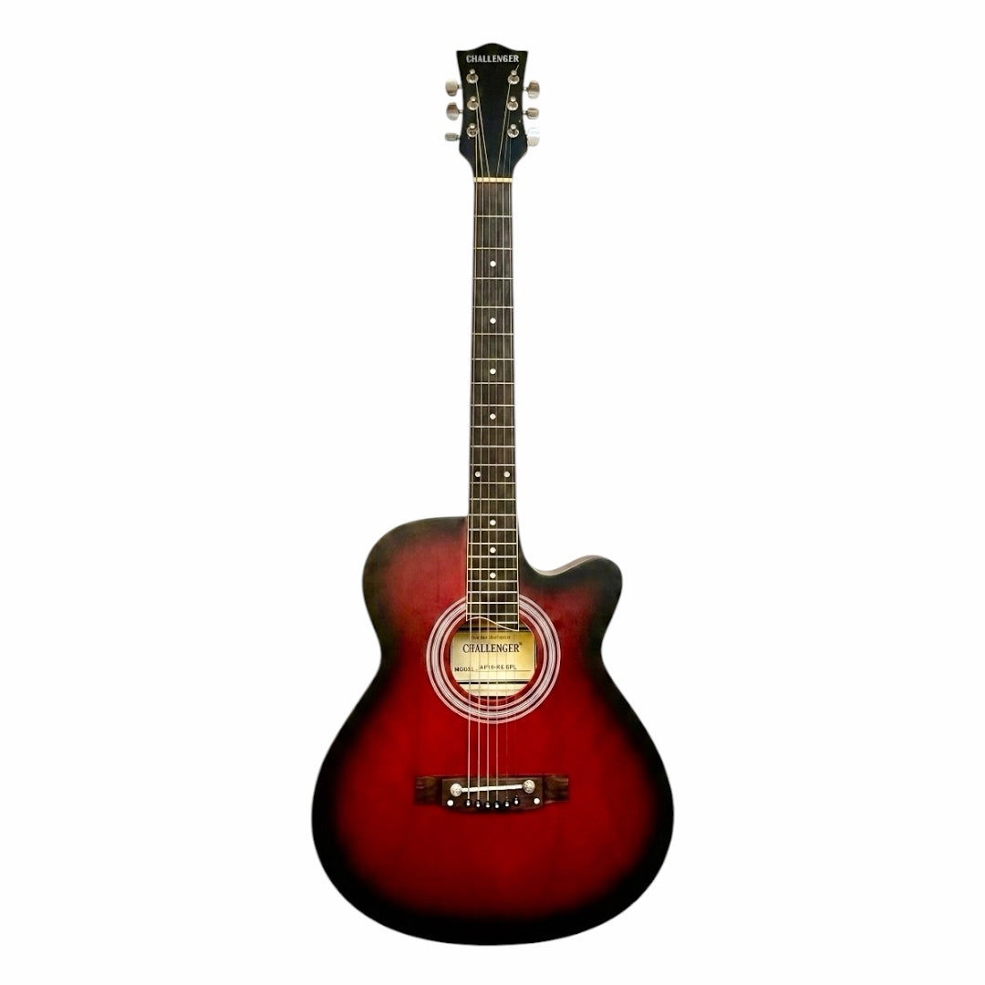 Challenger Apollo-39 Electro-Acoustic Guitar – Matte Cherry Red Burst