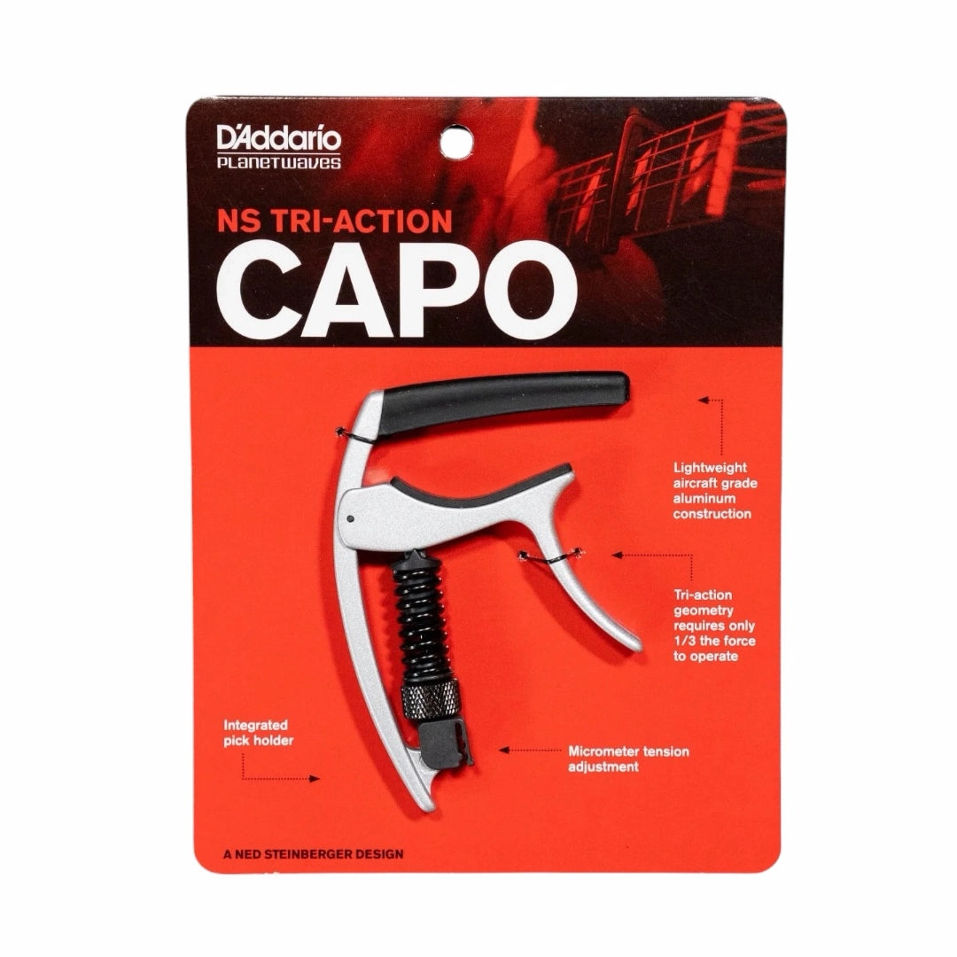 D’Addario PW-CP-09S Tri-Action Guitar Capo - Silver