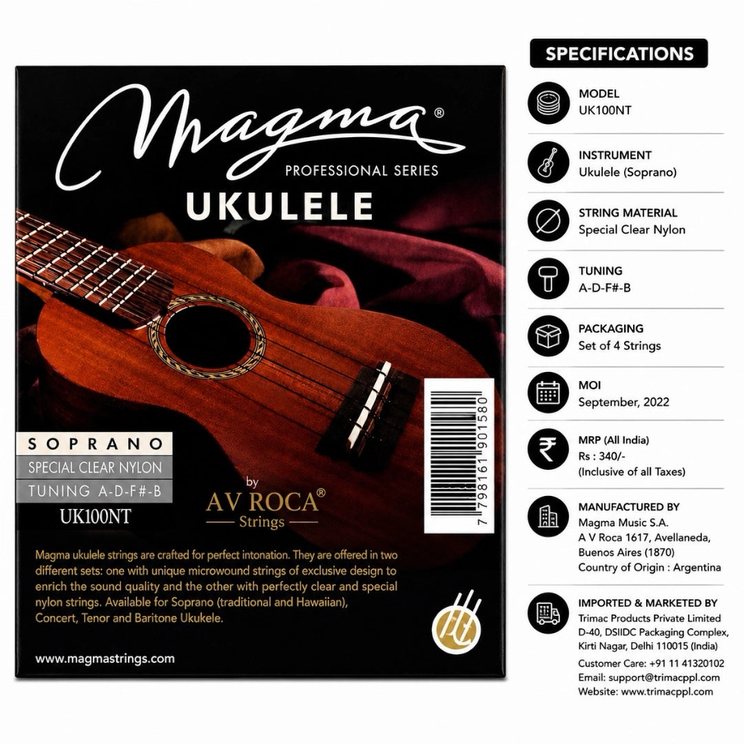 Magma UK100NT Crystal Soprano Nylon Ukulele Strings