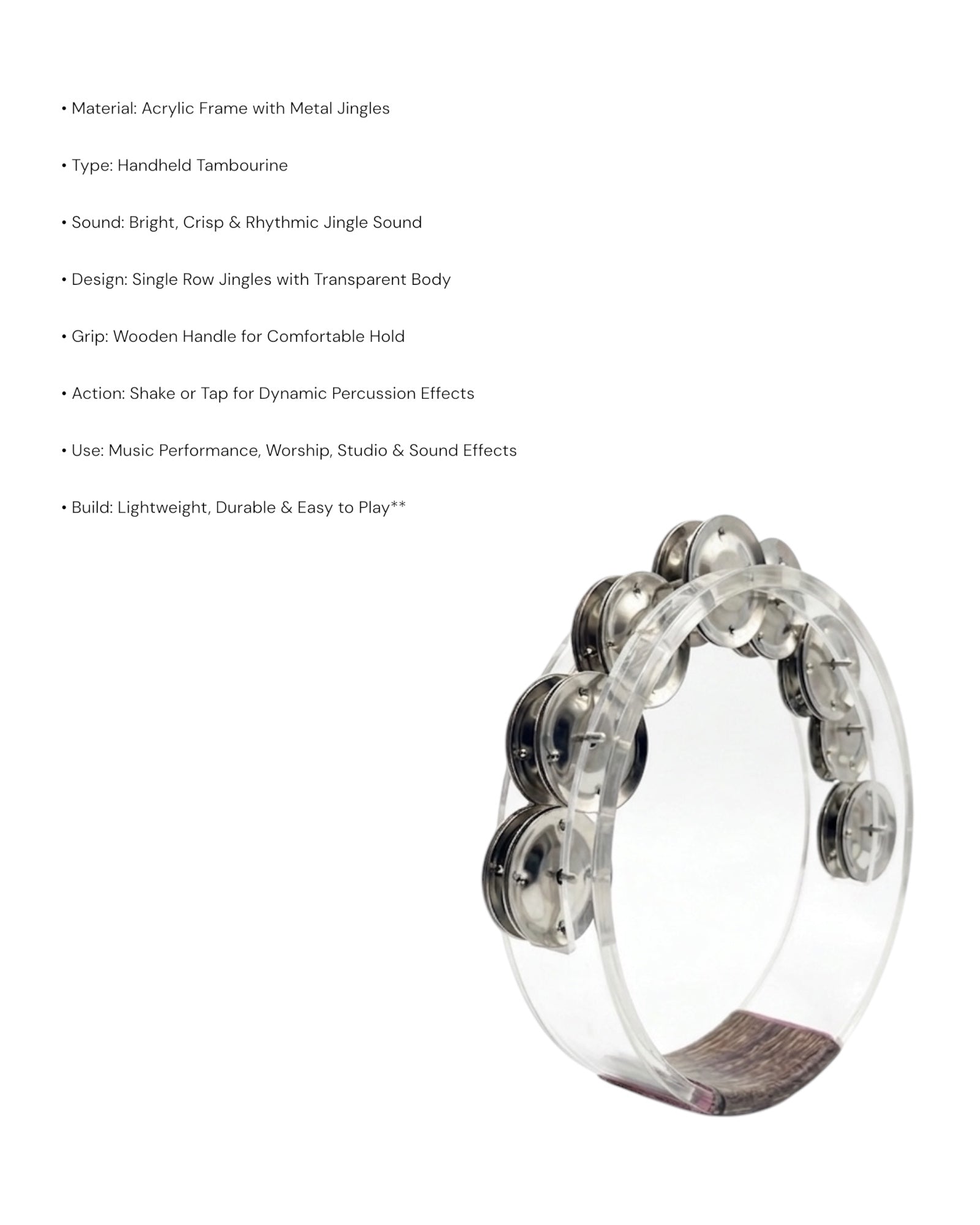 KL Acrylic Tambourine 6"