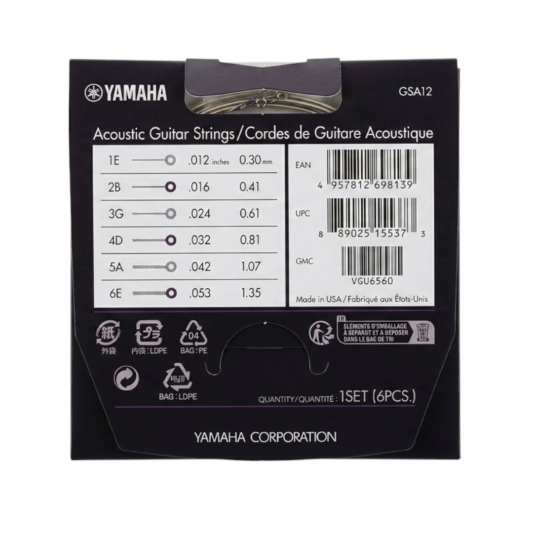 Yamaha GSA12P Acoustic Guitar Strings - .012-.053