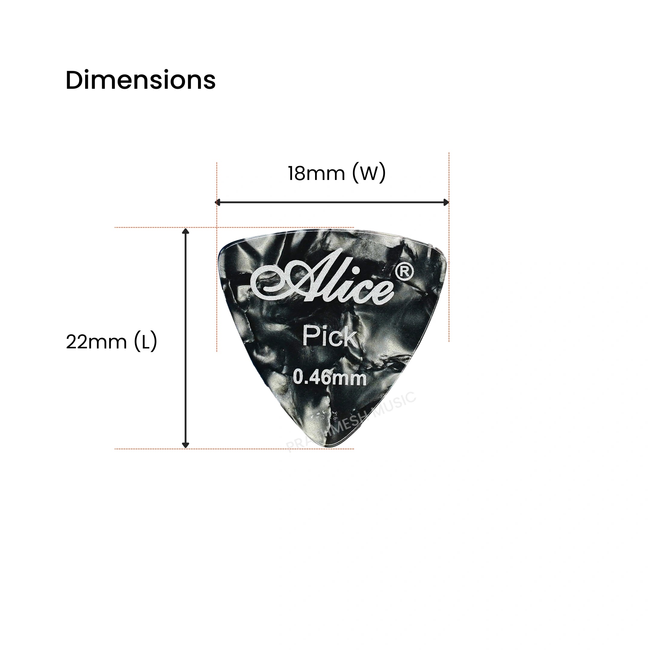 Alice AP-12AL-T Guitar Pick - 0.46 mm (12 pcs)
