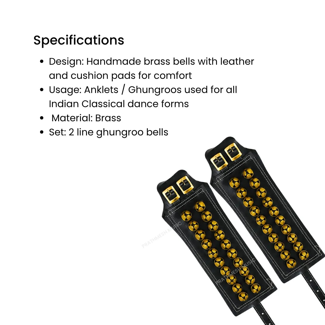 RG Leather 2-Line Ghungroo - Black