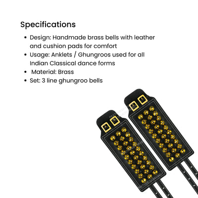 RG Leather 3-Line Ghungroo - Black