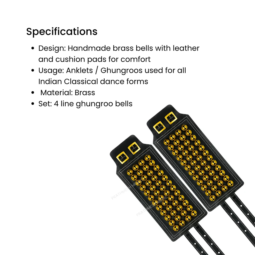 RG Leather 4-Line Ghungroo - Black