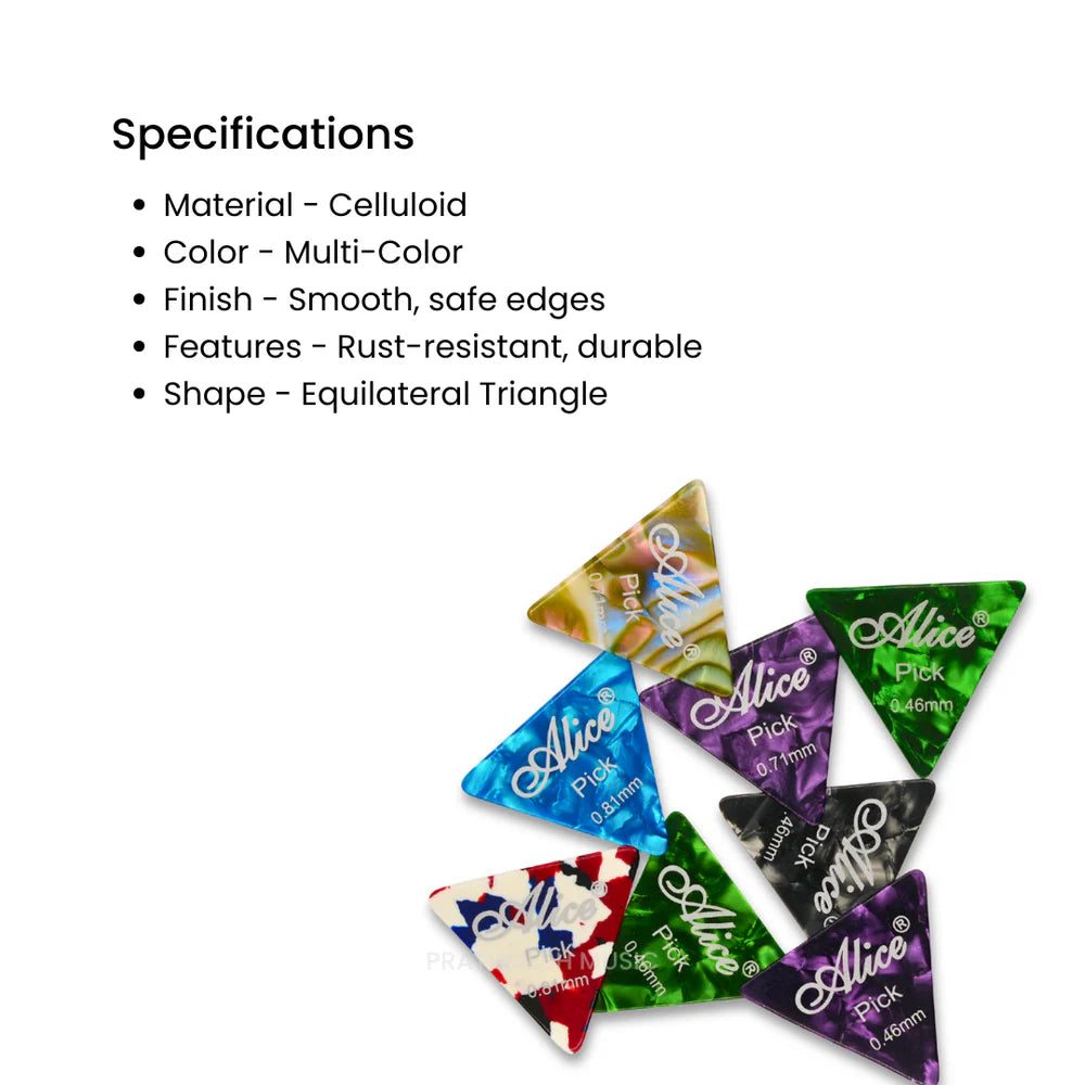 Alice AP-L-8 Celluloid Triangle Guitar Picks (8 pcs)