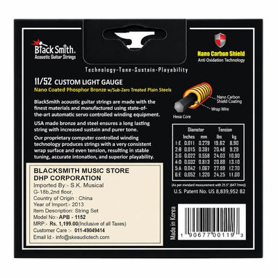 Black Smith APB-1152 Nano Phosphor Bronze Acoustic Strings - 11-52