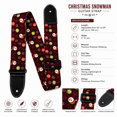 AM Guitar Strap - Christmas Edition Snowflake Ornaments