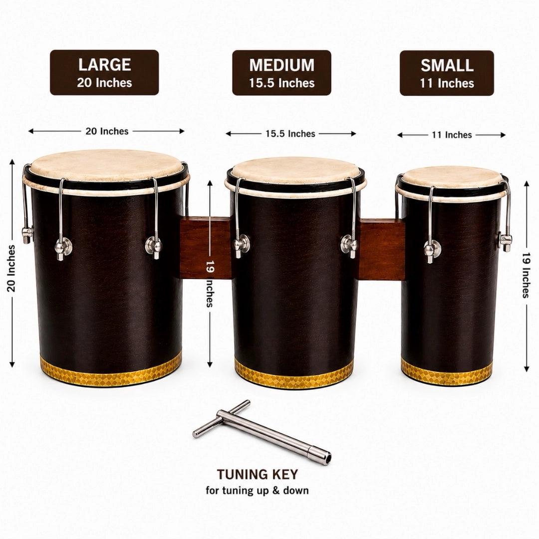 YS Wooden Triple Bongo - 3 Pc