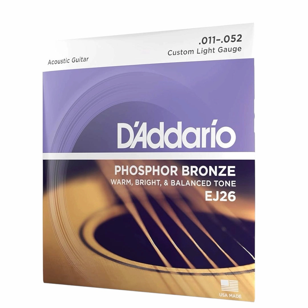 D’Addario EJ26 Phosphor Bronze Custom Light Acoustic Guitar Strings - 11-52