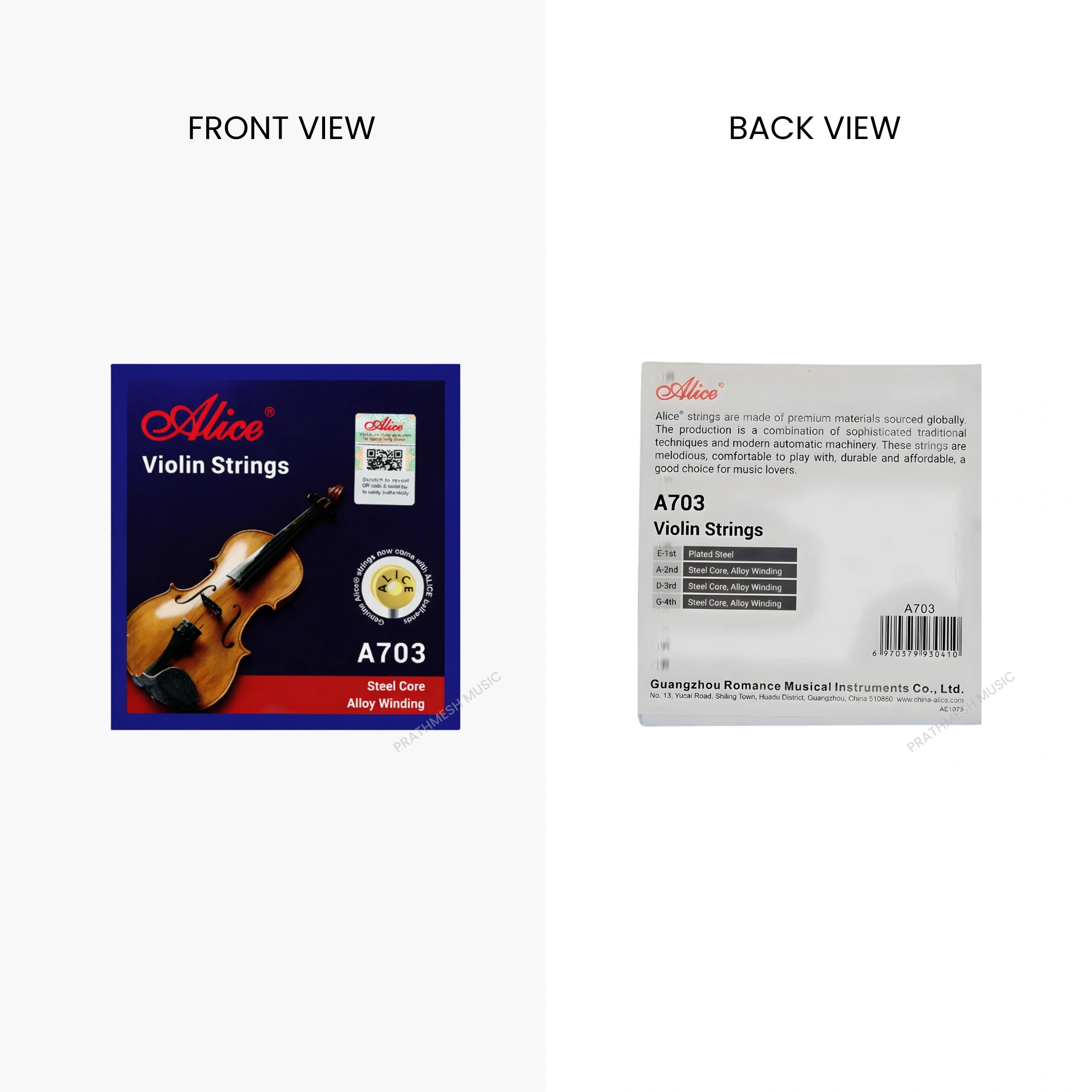 Alice A703 Steel Core Alloy Winding Violin Strings