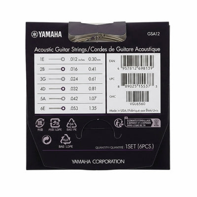 Yamaha GSA12P Acoustic Guitar Strings - .012-.053