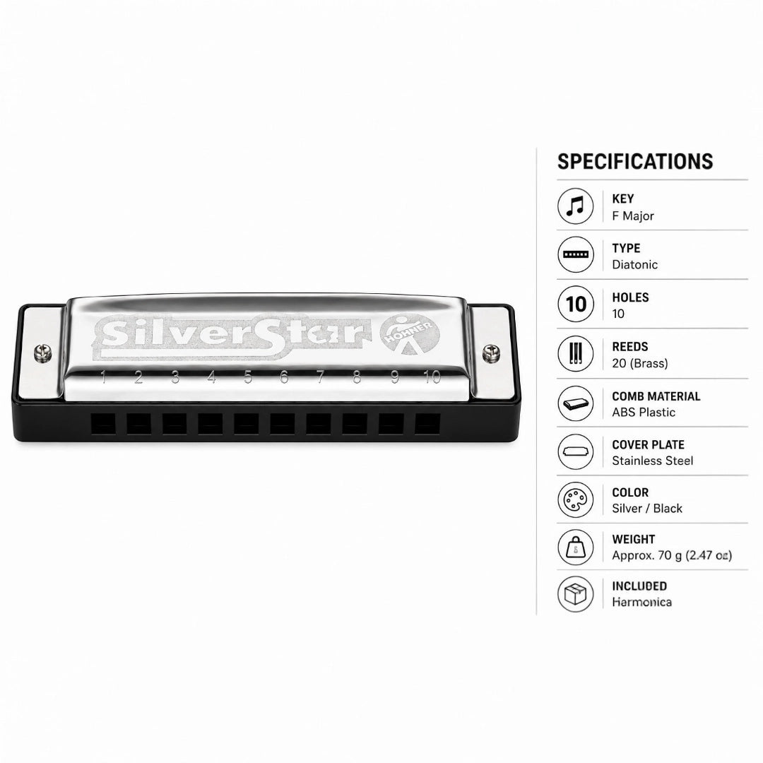 Hohner M50406X Silverstar F Key Diatonic Harmonica