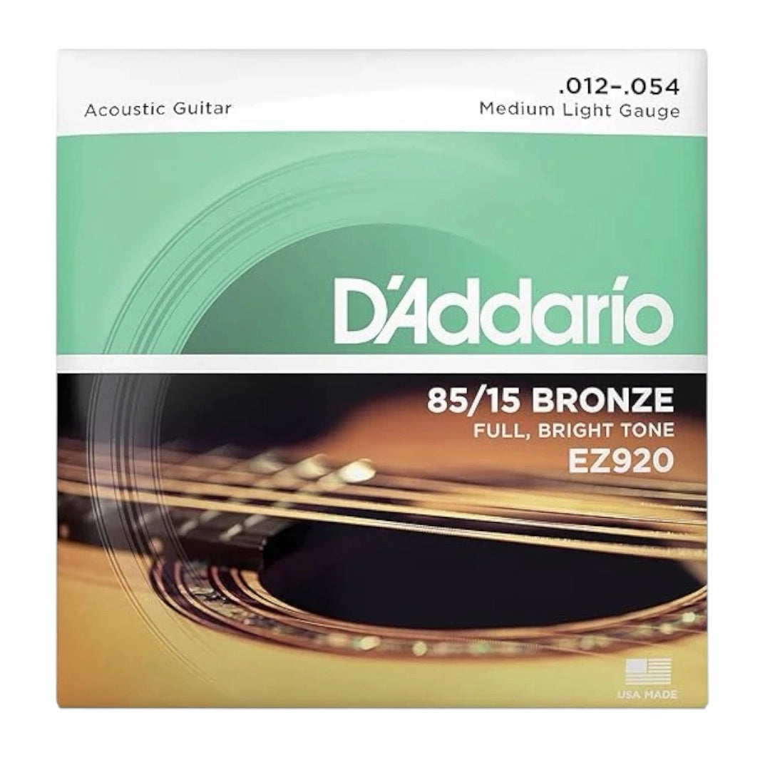 D’Addario EZ920 85/15 Bronze Medium Light Acoustic Guitar Strings - 12-54
