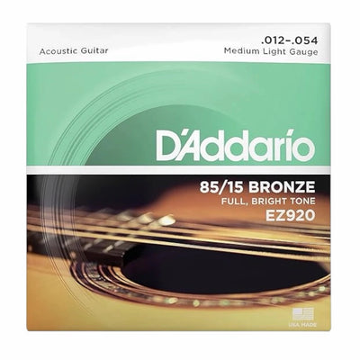 D’Addario EZ920 85/15 Bronze Medium Light Acoustic Guitar Strings - 12-54