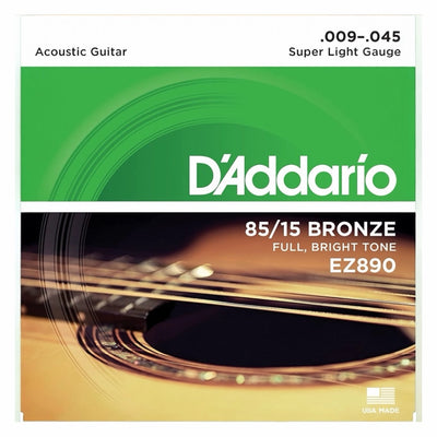 D’Addario EZ890 85/15 Bronze Extra Light Acoustic Guitar Strings - 10-50