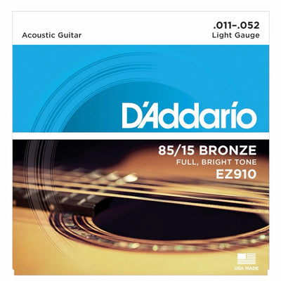 D’Addario EZ910 85/15 Bronze Light Acoustic Guitar Strings - 11-52